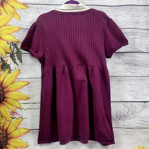 Sonoma Purple Baby Doll Sweater with White Button Collar Women Size 2X - Picture 6 of 6